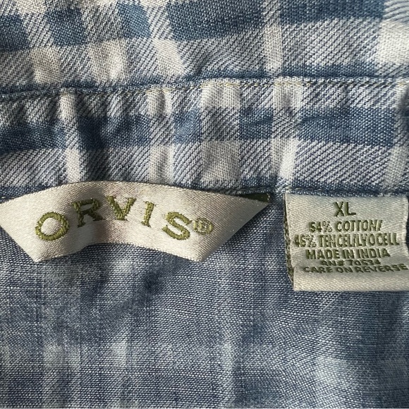 Orvis Flannel Button Shirt Light Blue Plaid Cotton Tencel Blend Women Size XL - Picture 5 of 7